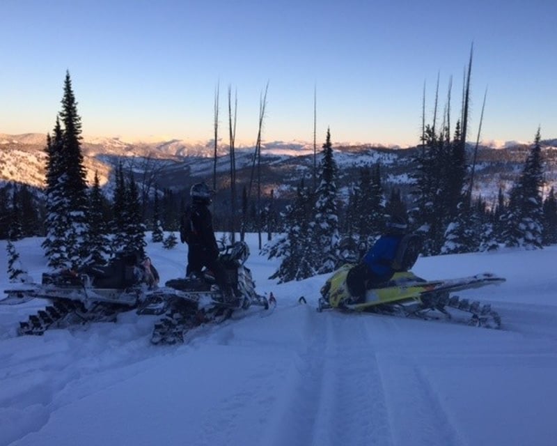 McCall Sunset Snowmobile Tour to No Business Mountain