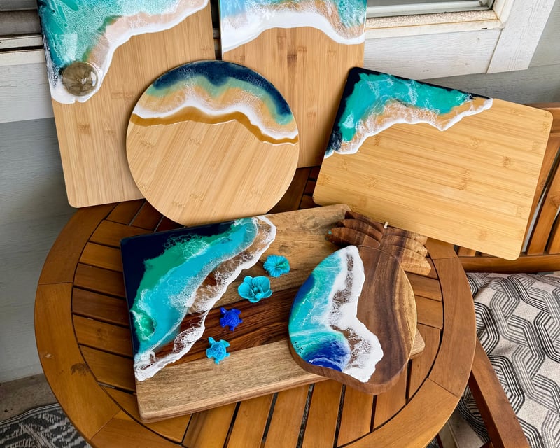 Ocean Resin Art Cheese Board Class in Paia, Maui