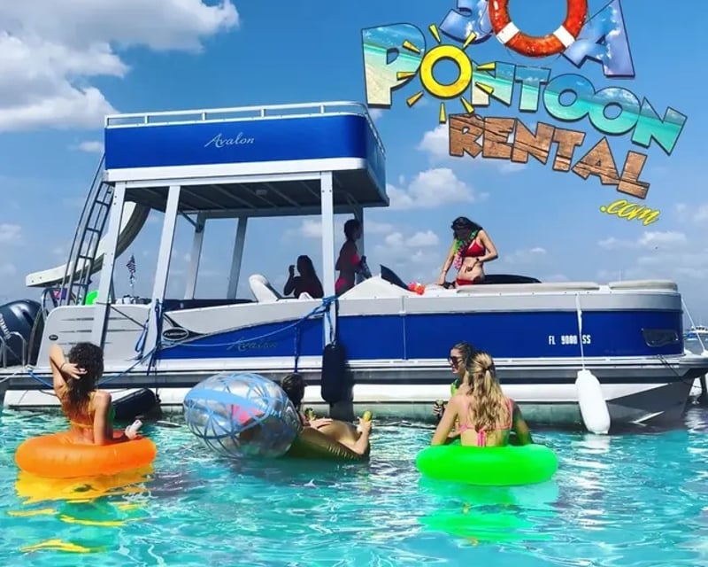 Double-Decker Pontoon Rental with Slide in Duck Key
