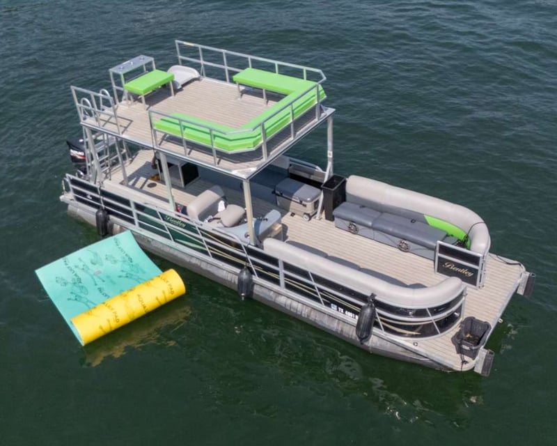 Double Decker Party Pontoon with Slide on Lake Austin