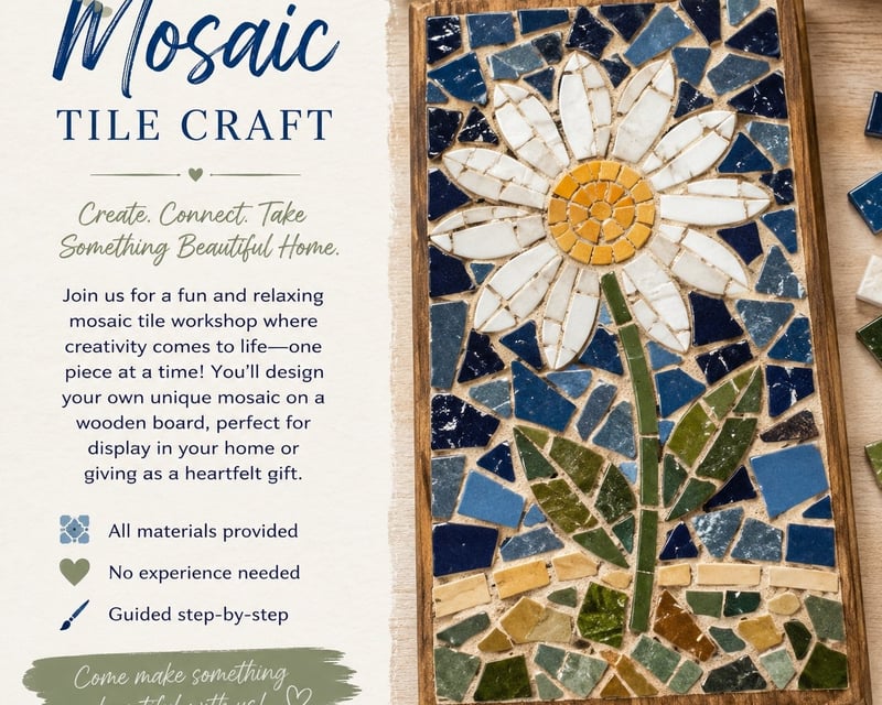 Beginner Mosaic Tile Craft Workshop in Florence, WI