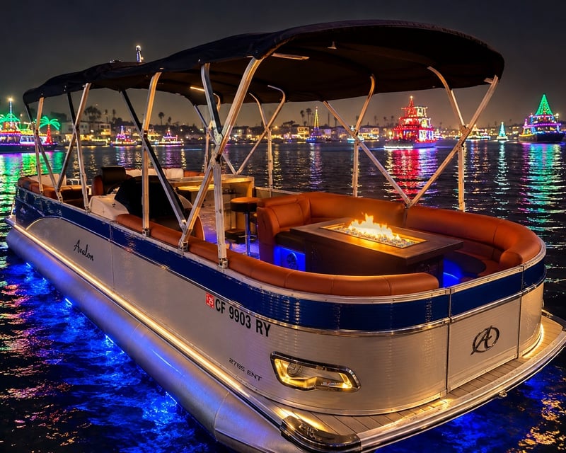 Newport Beach Christmas Boat Parade Private Pontoon Cruise