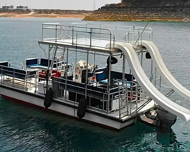 Pontoon Charter on Lake Austin With Dueling Slides