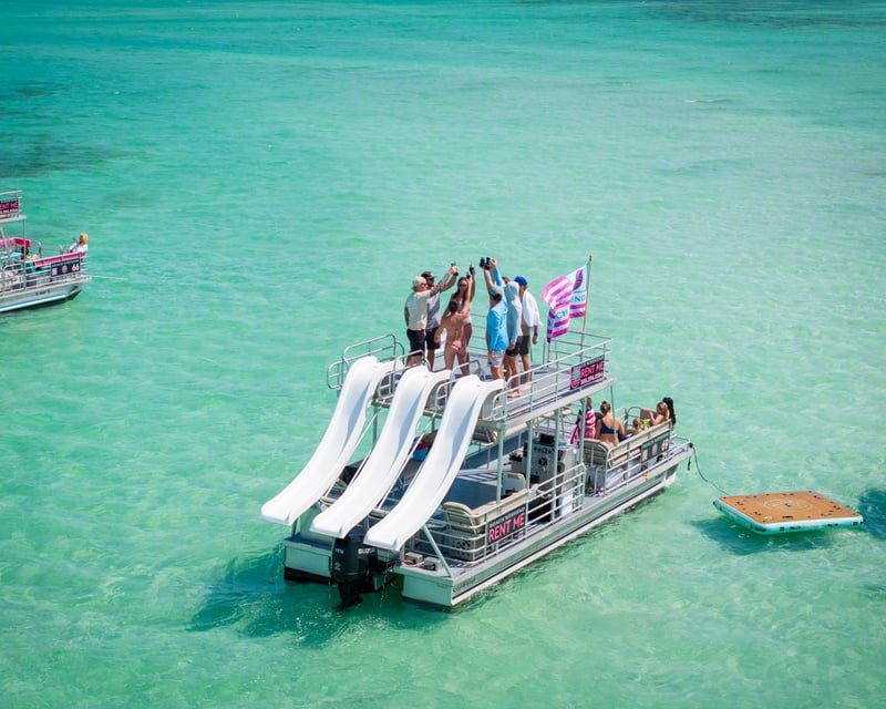 30' Double Decker Pontoon Rental with Slides in Key West