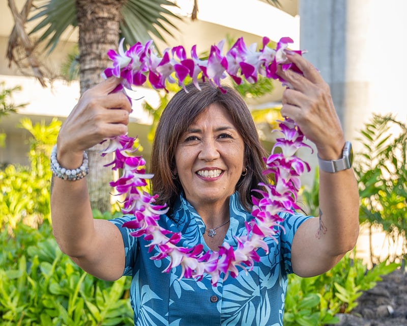 Orchid Lei Greeting at Kona Airport