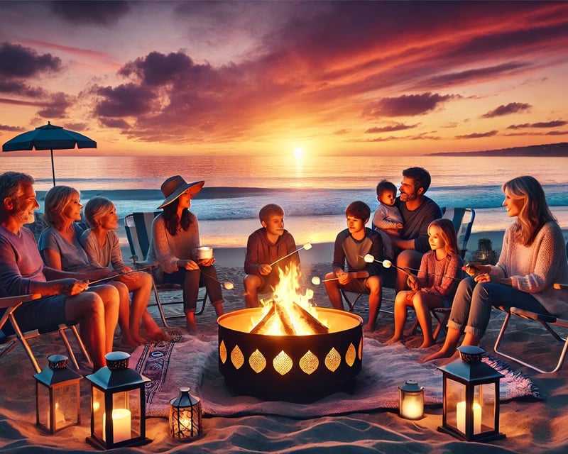 Beach Bonfire Setup with Smokeless Fire Pit in Walton County