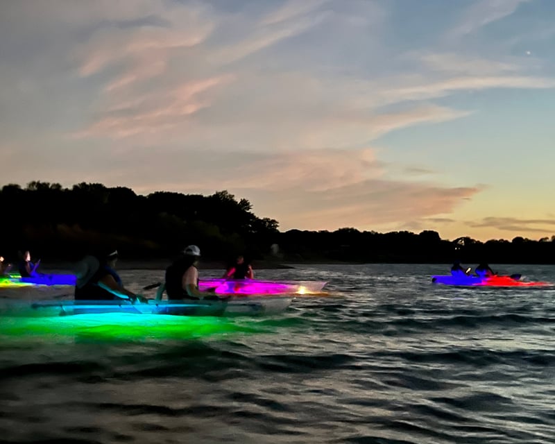 Sunset & Glow Clear Kayak Tour on Grapevine Lake