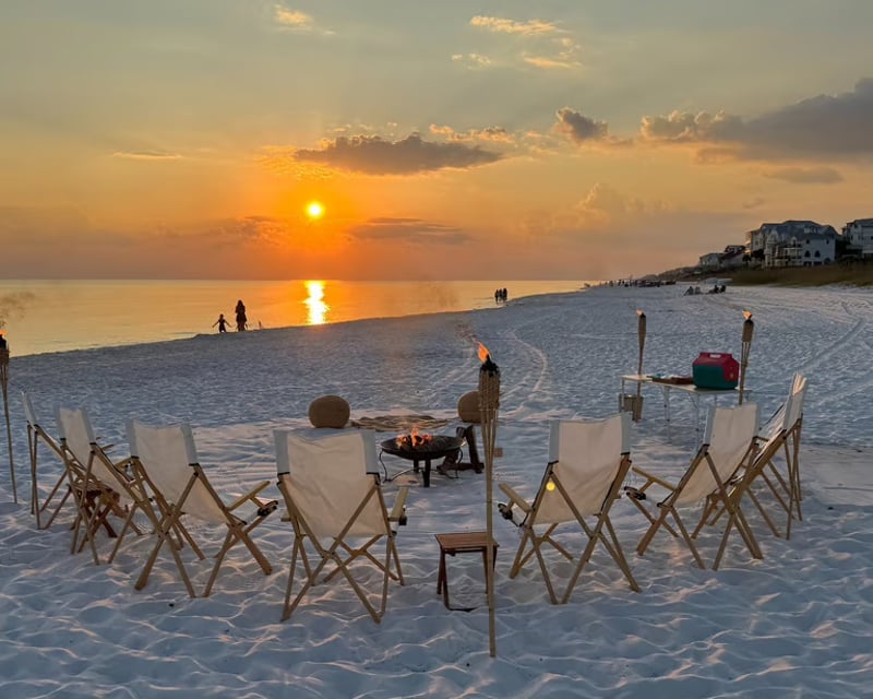 Beach Bonfire Setup with S'mores & Sparklers Near Destin
