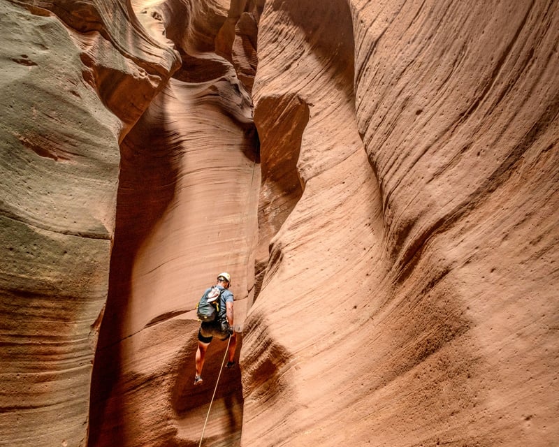 Slot Canyon Rappelling With 85' Drop Near Bryce Canyon