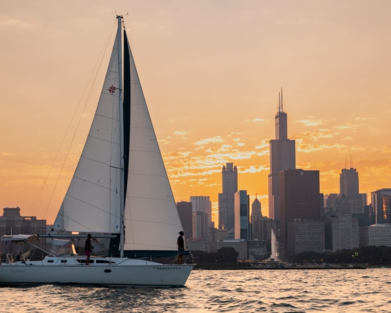 Private Chicago Skyline Sunset Cruise on a 37' Sailboat