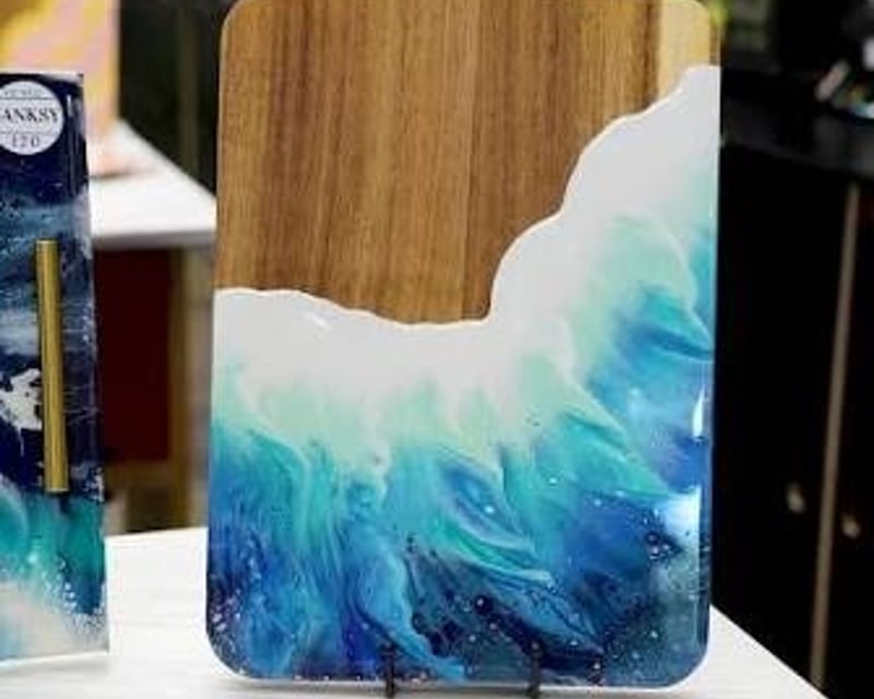 Resin Art Charcuterie Board Class in Kansas City