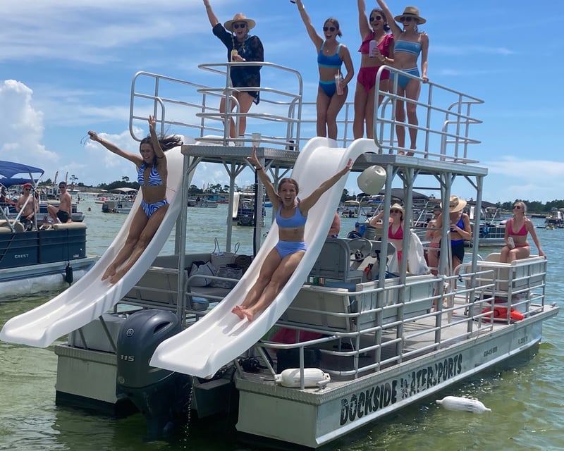 Double Decker Pontoon Boat Rental with Slides in Destin