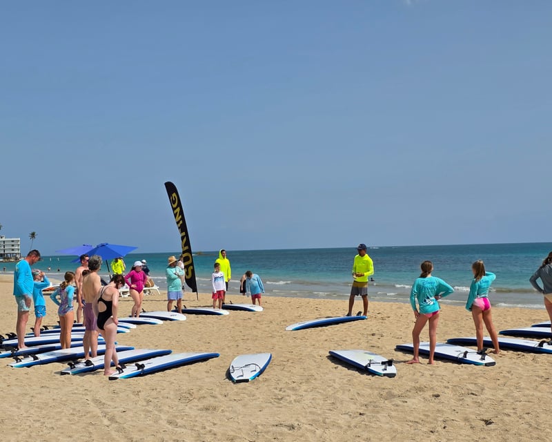Group Surf Lesson at Pine Grove Beach, Isla Verde