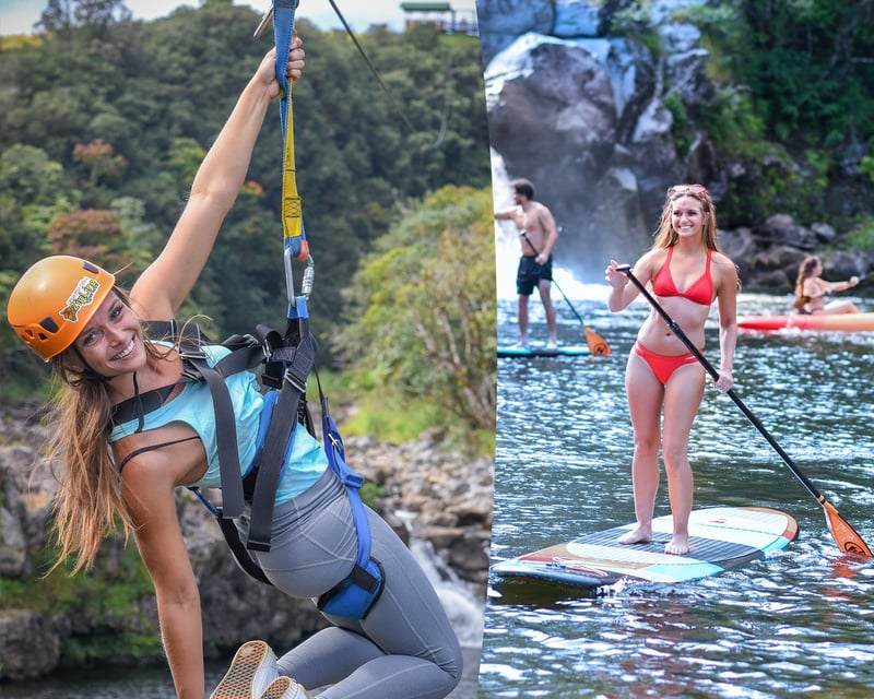 9-Line Zipline, Swim & Kayak at Umauma Falls