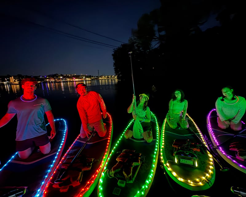 Glow Paddleboard Rental in Austin at Night