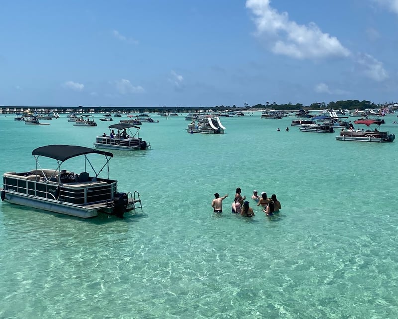 Cruise Crab Island on a Double-Decker Pontoon Rental