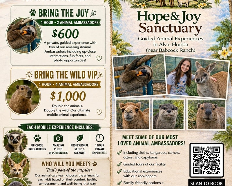 Private Mobile Exotic Animal Encounter in Alva, FL