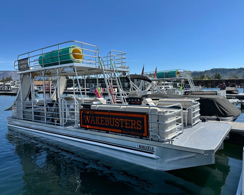 Double-Decker Party Boat with Water Slides on Lake Tahoe