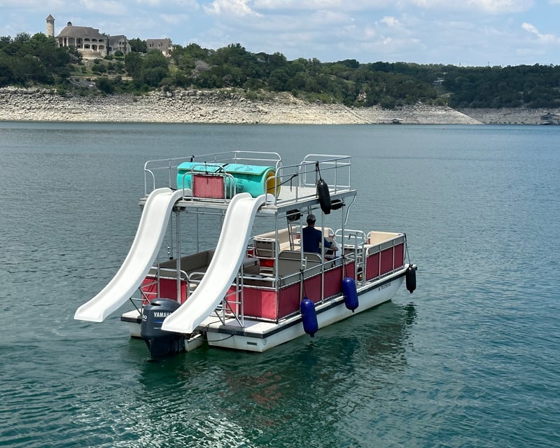 Lake Travis Double Decker Party Boat with 2 Water Slides