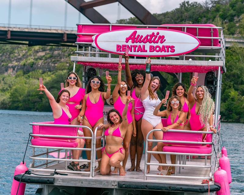 Pink Party Boat Charter on Lake Austin