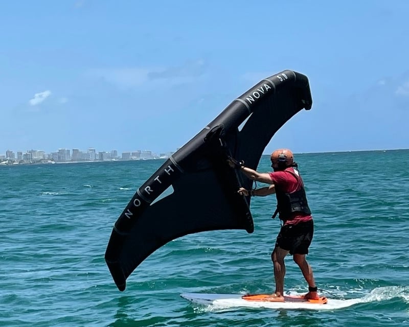 Private Boat-Supported Wing Foiling Lesson Near San Juan