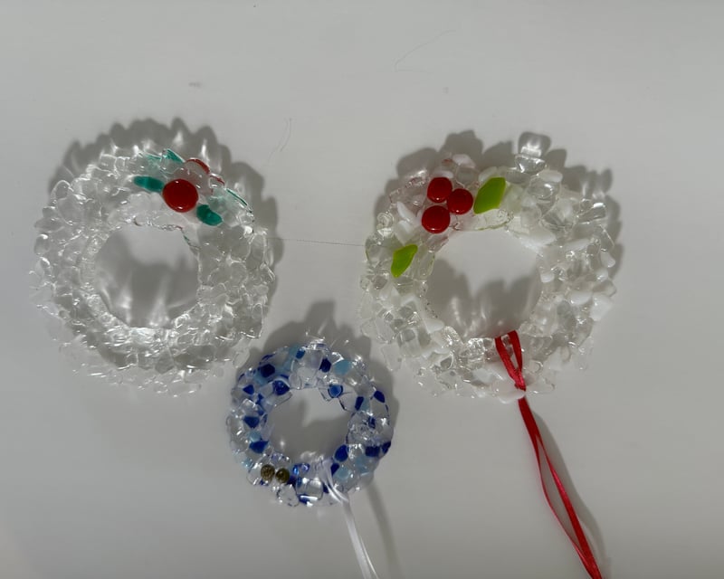 Fused Glass Christmas Wreath Ornament Class in Westlake Village