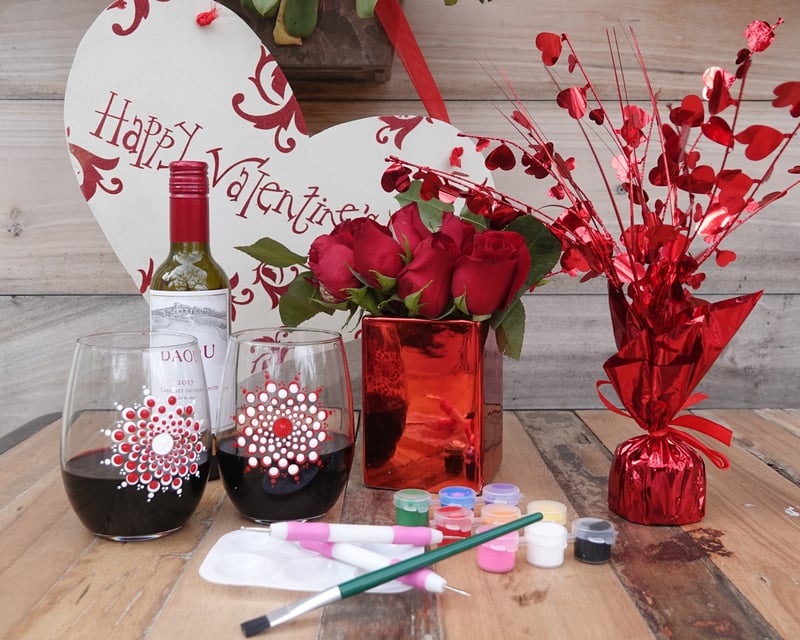 Valentine's Mandala Wine Painting Kit at Terranea Resort