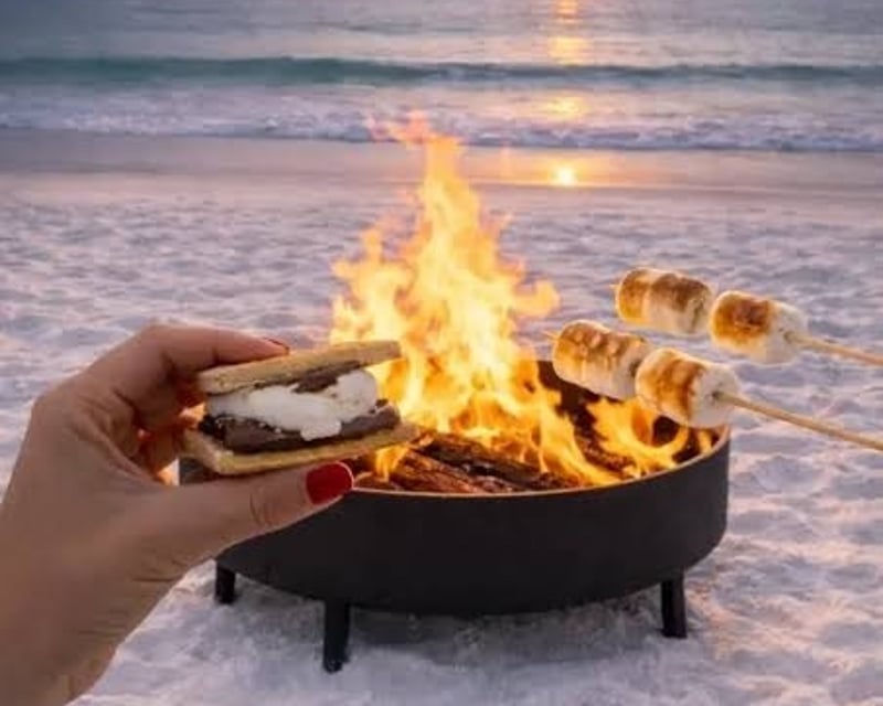 Private Sunset Beach Fire Pit Setup in Panama City