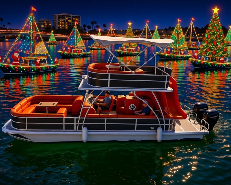 Newport Beach Christmas Boat Parade Double Decker Pontoon
