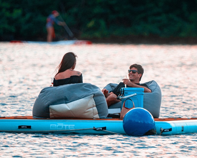 Inflatable Floating Swim Deck Rental on Condado Lagoon