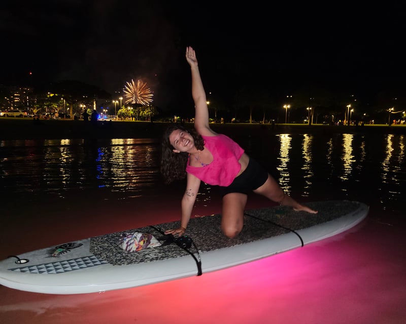 LED-Lit Night Floating Yoga & Fireworks in Honolulu