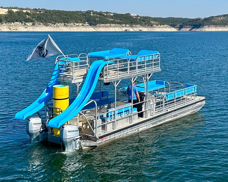 Double-Decker Party Boat with Slide on Lake Travis