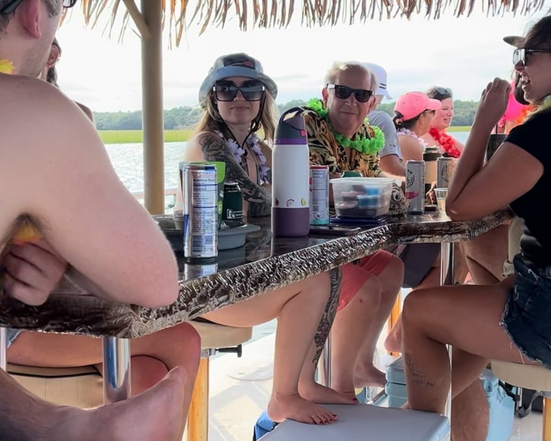 Shared Tiki Boat Dolphin Cruise in Folly Beach