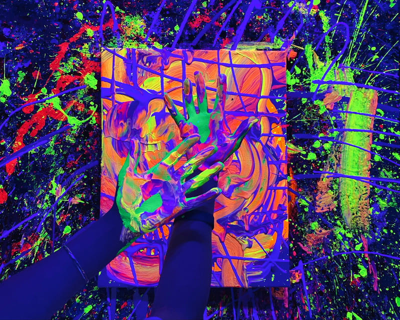Santa Monica Glow Splatter Painting Party