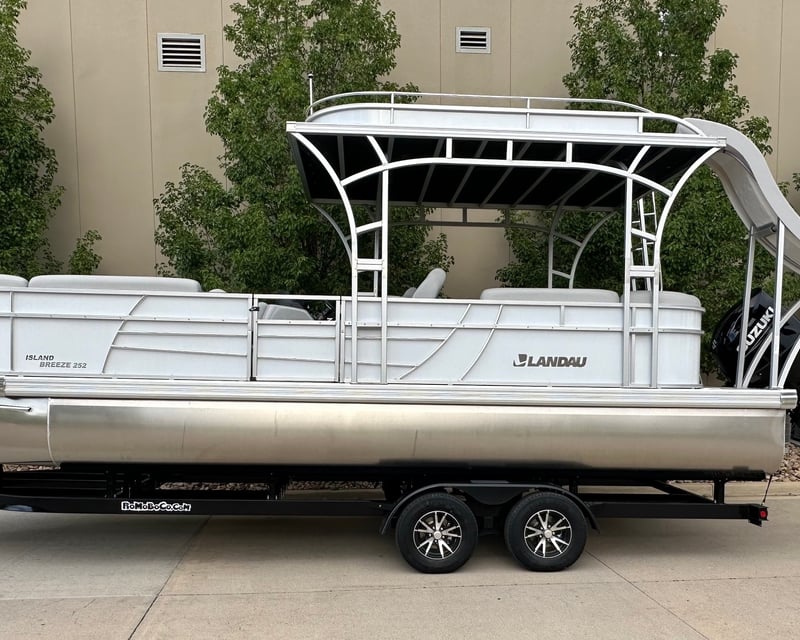 Upper Deck Tritoon Rental with Water Slide in Loveland