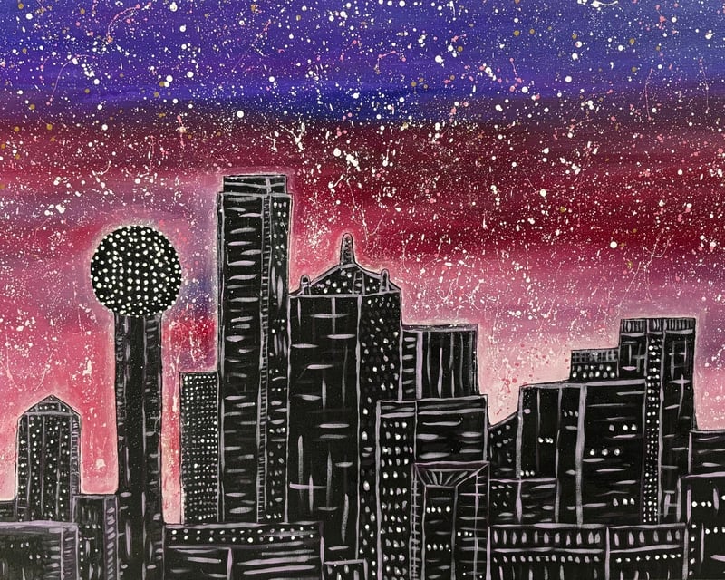Private Large Canvas Splatter Painting in Plano