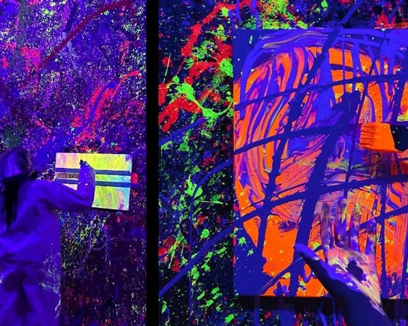 Black Light Splatter Painting in Atlanta