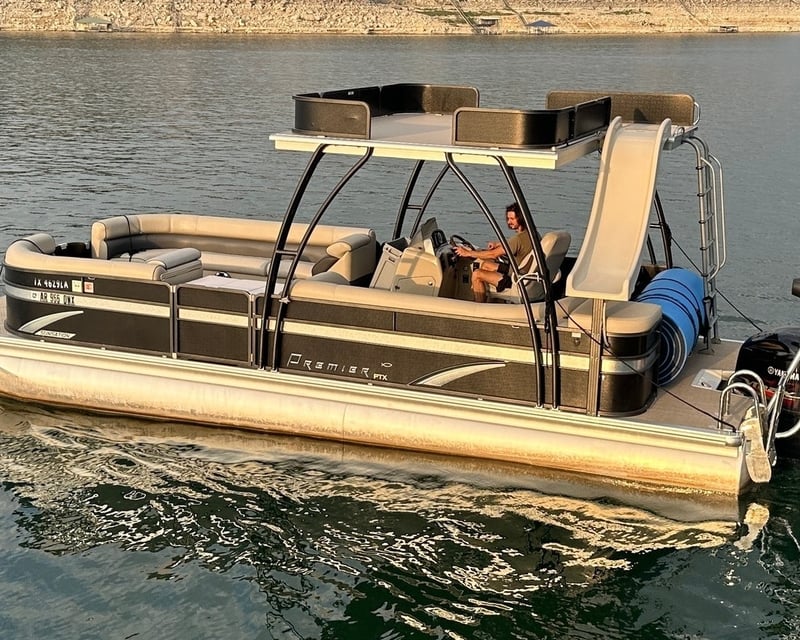 Lake Austin Double-Decker Boat Rental with Slide & Captain