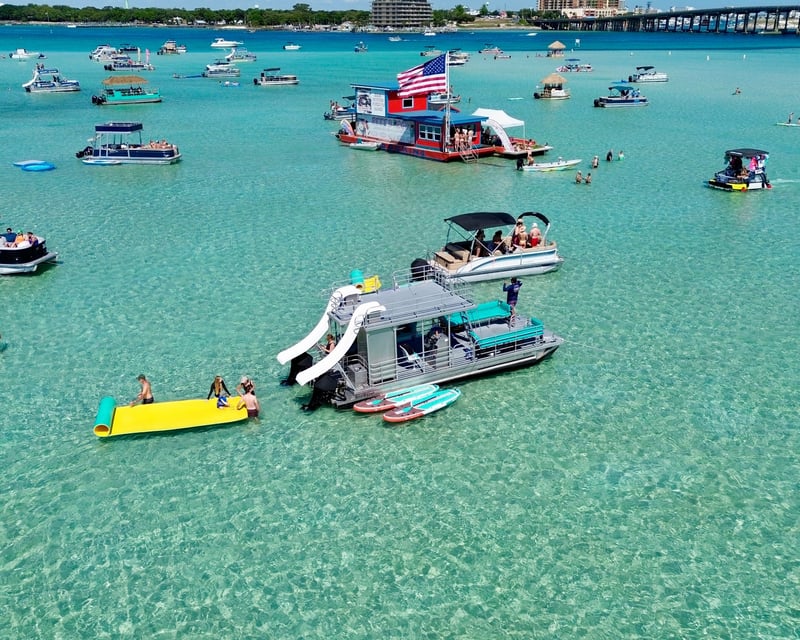 Private Crab Island Double Slide Pontoon Charter