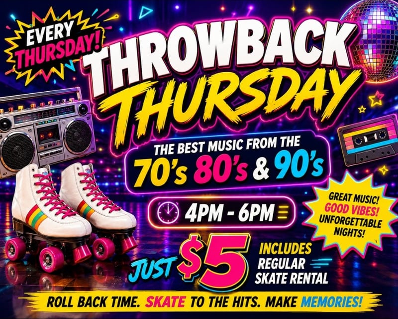 Throwback 70s, 80s & 90s Public Skate in Kentwood