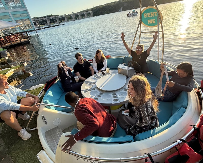 Donut Boat Movie Night Seating on Lake Austin