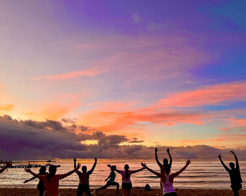 Sunset Beachfront Mindful Yoga Class in Waikiki
