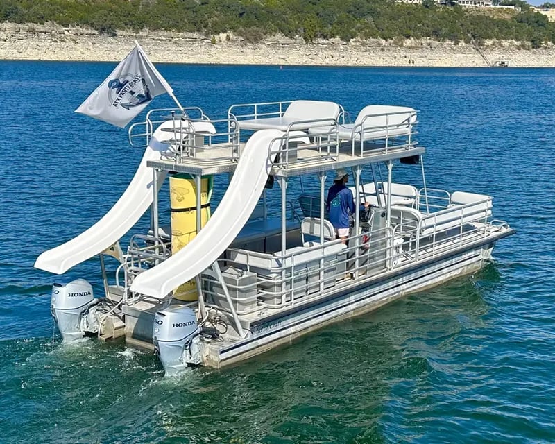 Double-Decker Party Boat Charter on Lake Travis with Slide